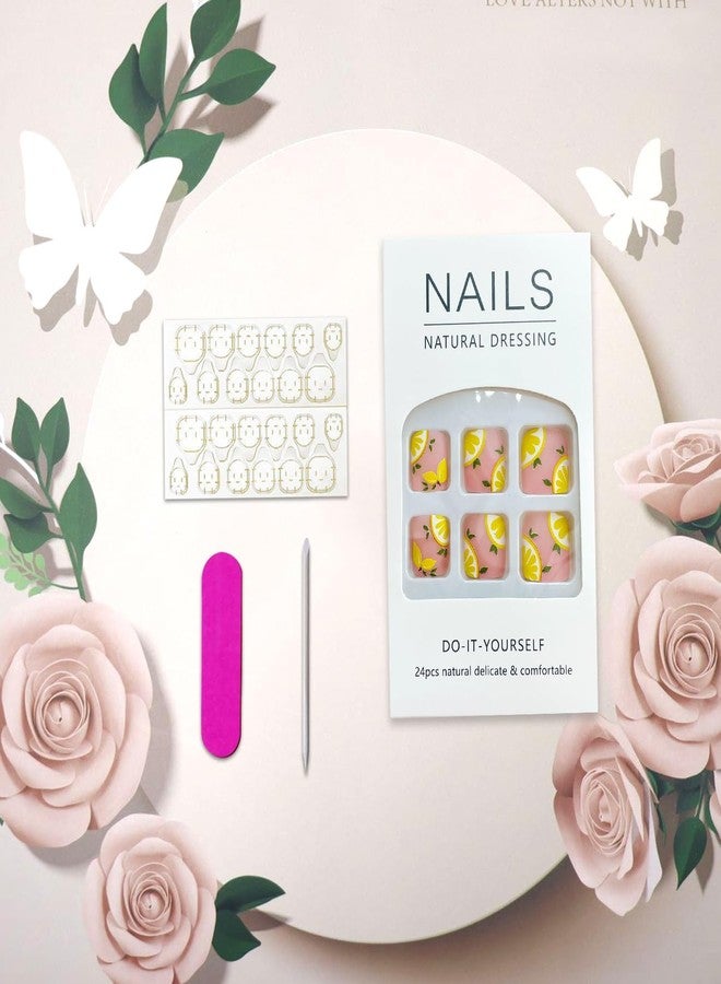 Vopintpy Yellow Lemon Press on Toenails Short Square Toenails Spring Summer Matte Toe Nails Full Cover Toe Nails for Women - Image 5